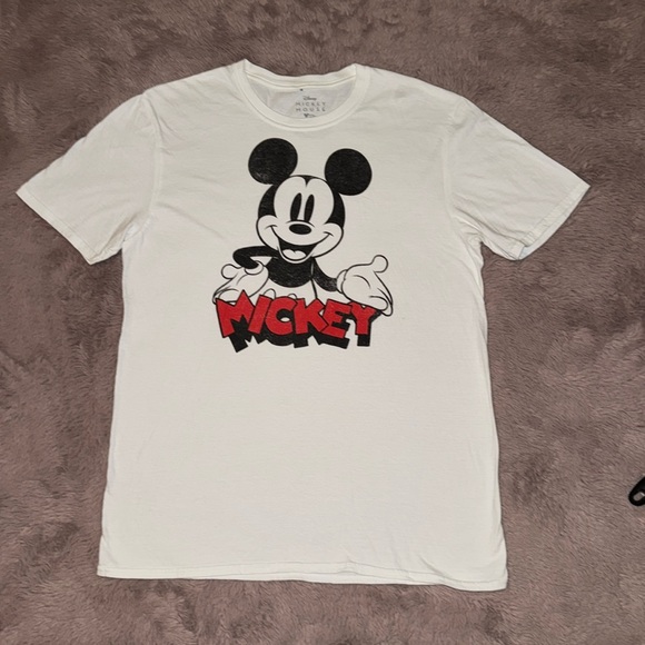 Disney Other - Disney Mickey Mouse white mens T-shirt shortsleeve white red black size Large